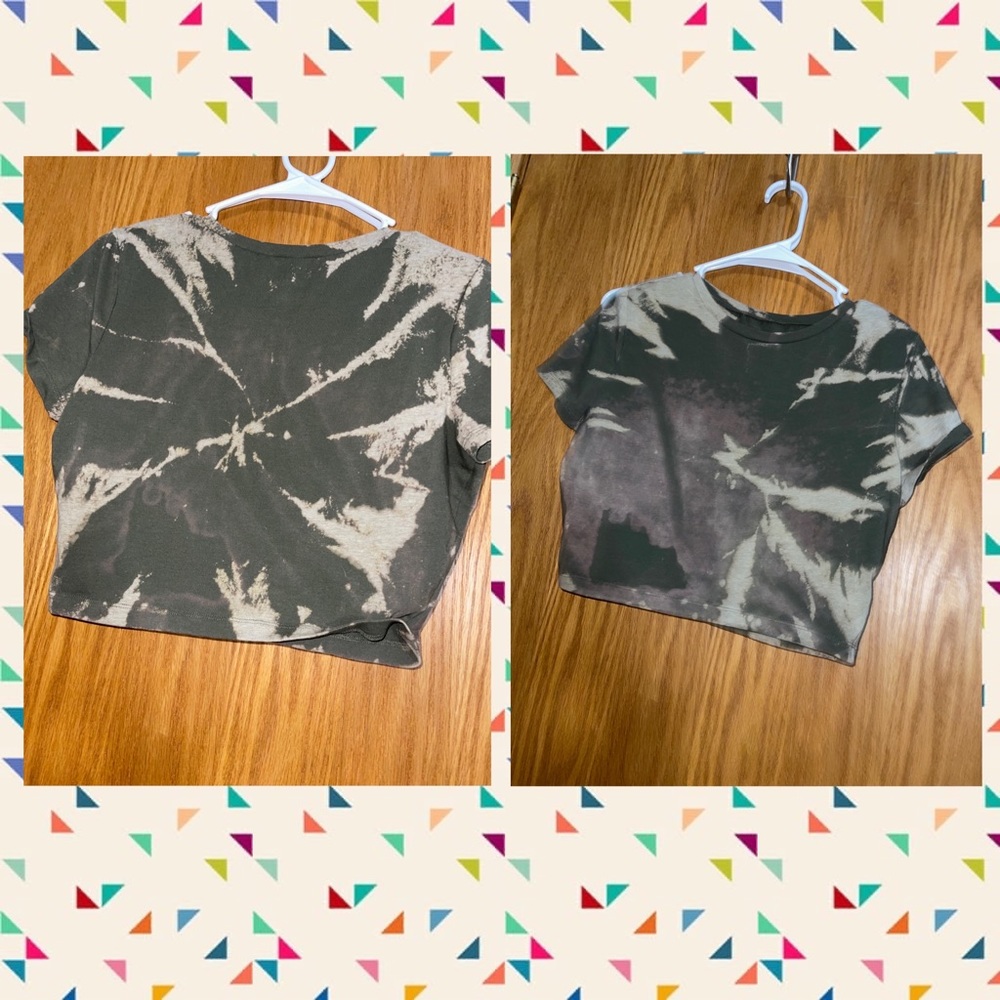 Wild Fable large crop top. Olive green tie dyed with bleach.